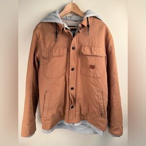 Billabong Barlow Sherpa Utility Jacket Men’s Dark Camel Size Large Workwear Hood